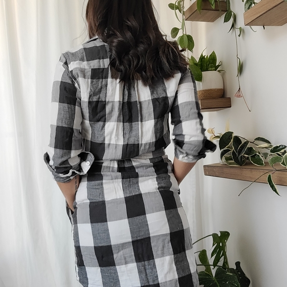 Cute flannel tunic dress, black and white - Picture 3 of 6